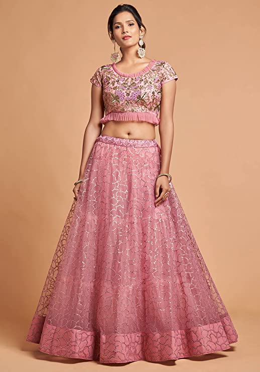 Pink Embroidered Lehenga Choli