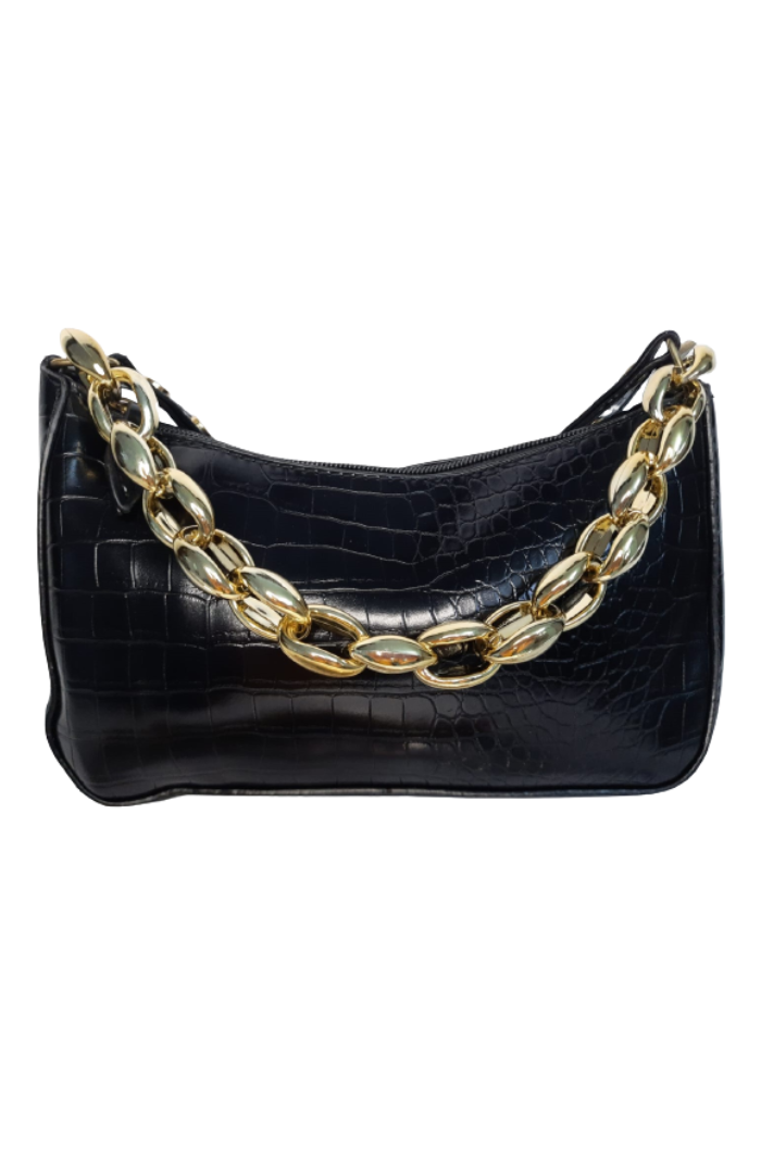 Golden Chunky Chain Faux Leather Shoulder Bags Golden Chunky Chain Faux Leather Shoulder Sling Bag for Women