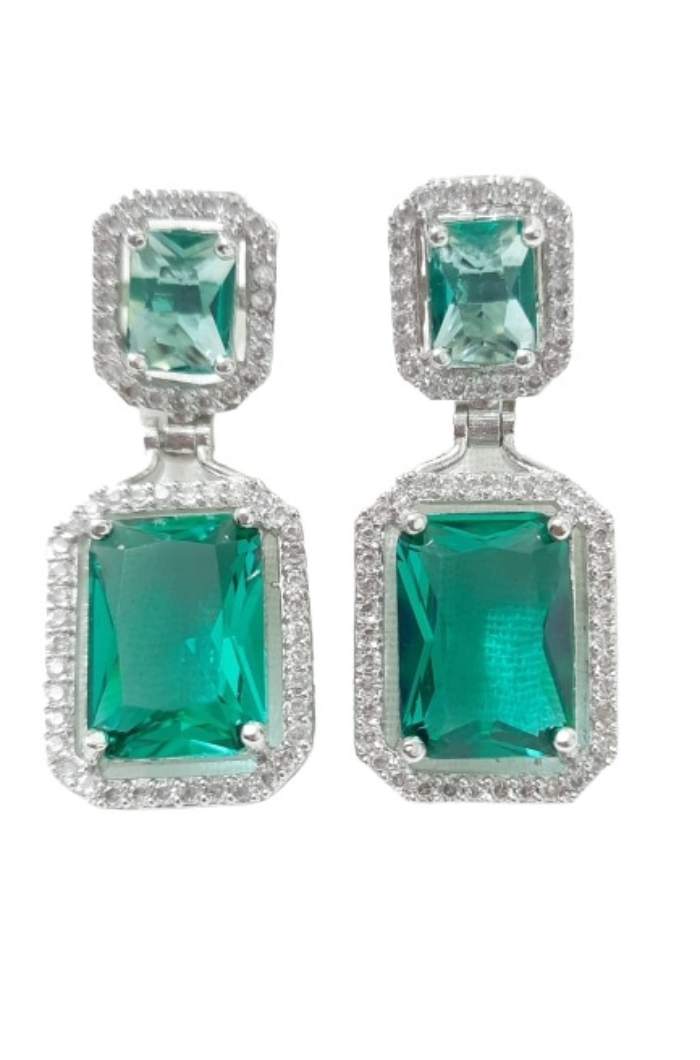 green stone Drop earrings Silver-plated green stone drop earrings